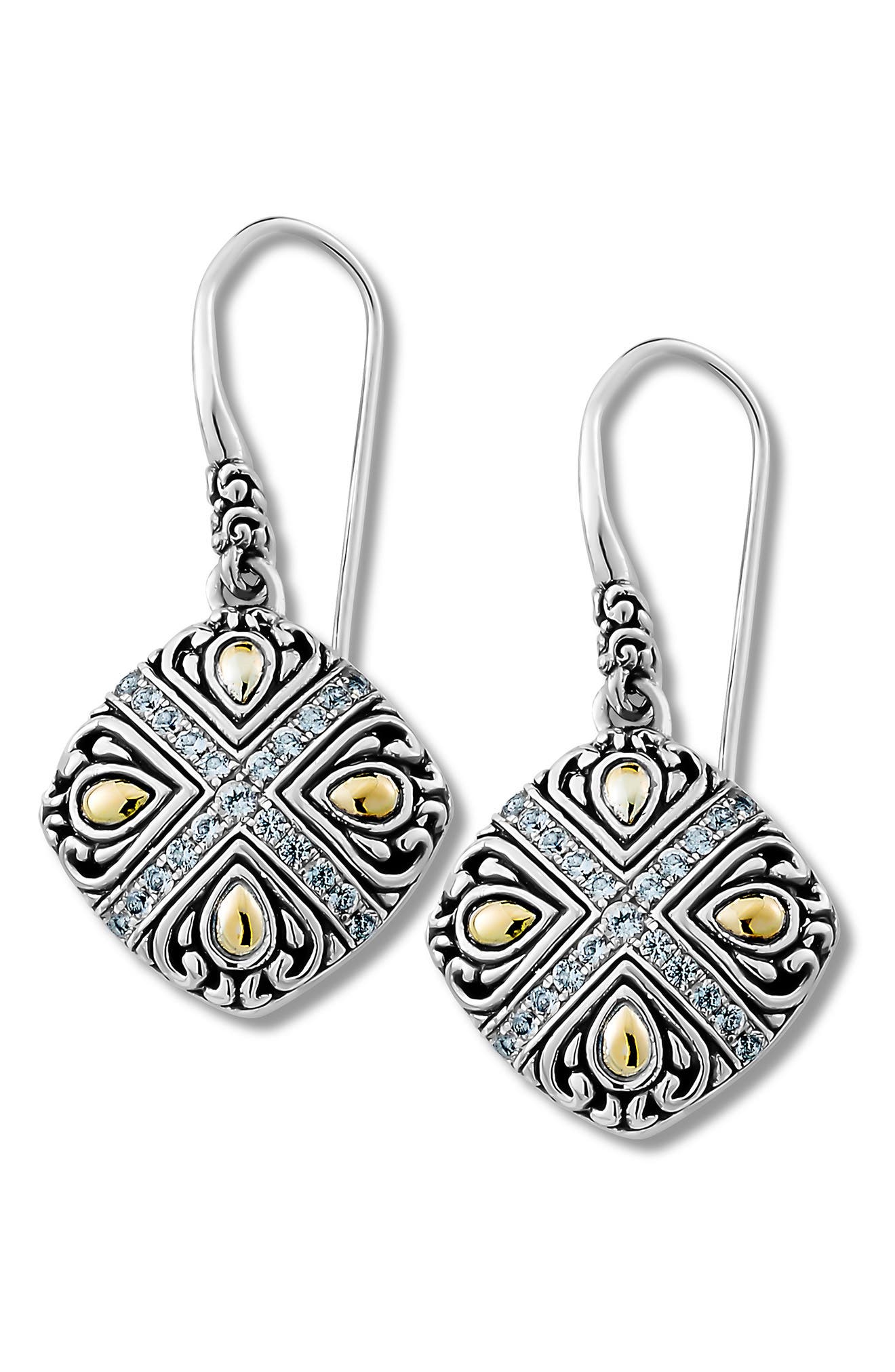SAMUEL B. Two-Tone Black Spinel Drop Earrings