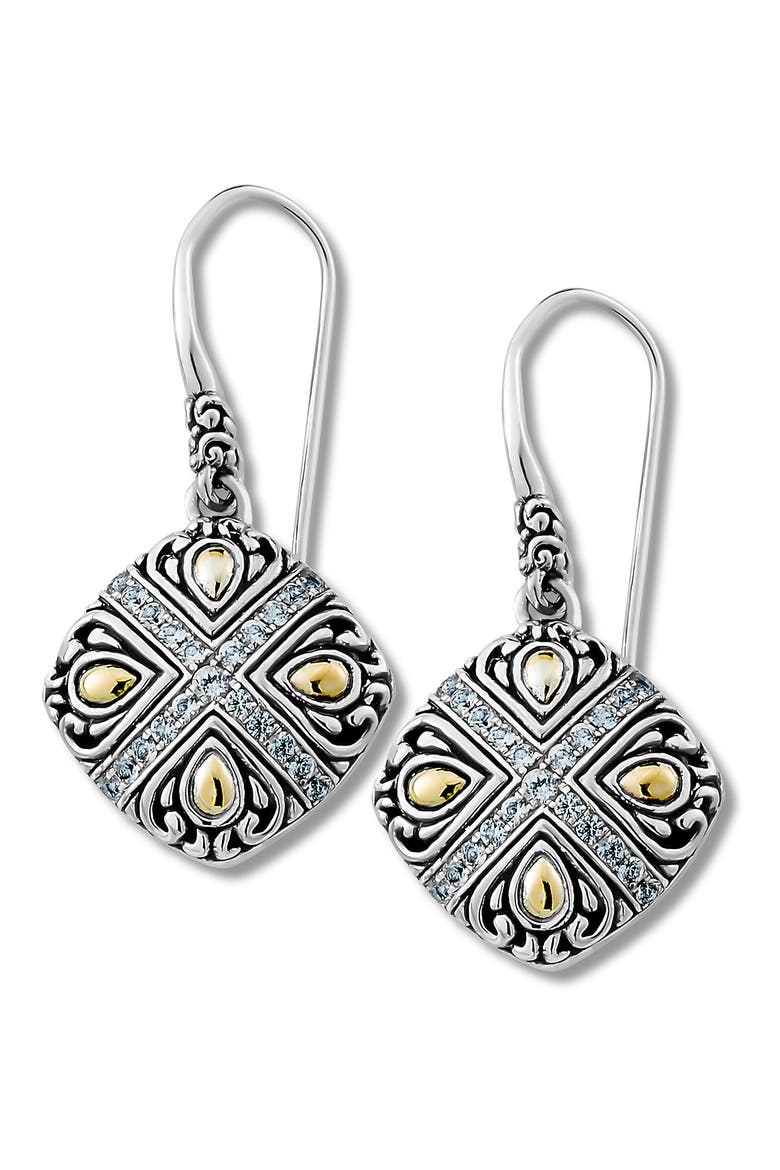 Two-Tone Black Spinel Drop Earrings, Main, color, WHITE