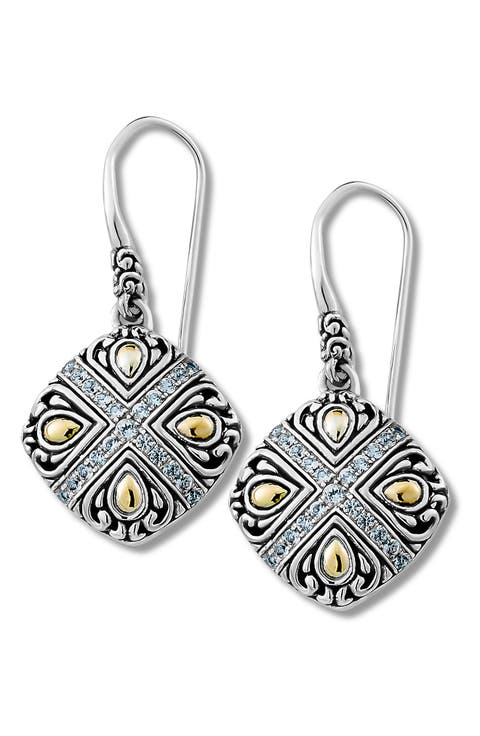 Two-Tone Black Spinel Drop Earrings