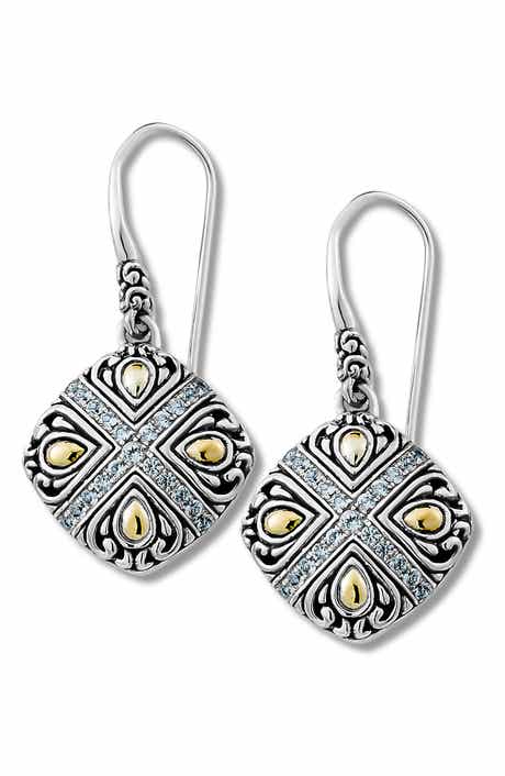 SAMUEL B. Two-Tone Black Spinel Drop Earrings