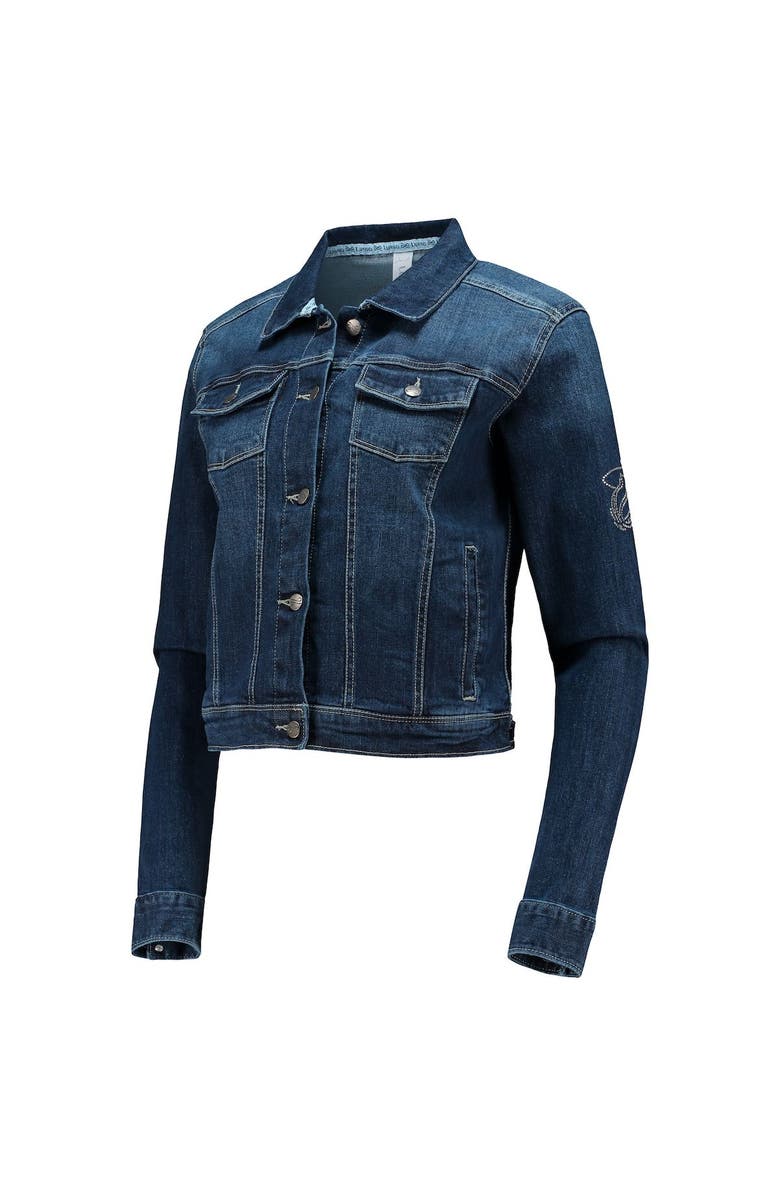 LUSSO Women's Lusso Blue Miami Heat Georgie Swarovski Crystals Button-Up Denim Jacket, Alternate, color, Blue