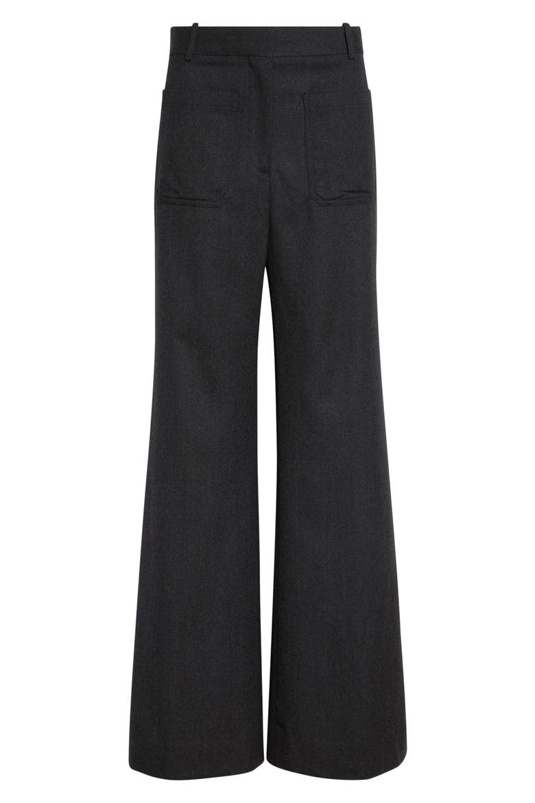 Alina High Waist Wool Flare Trousers, Alternate, color, DARK GREY MELANGE