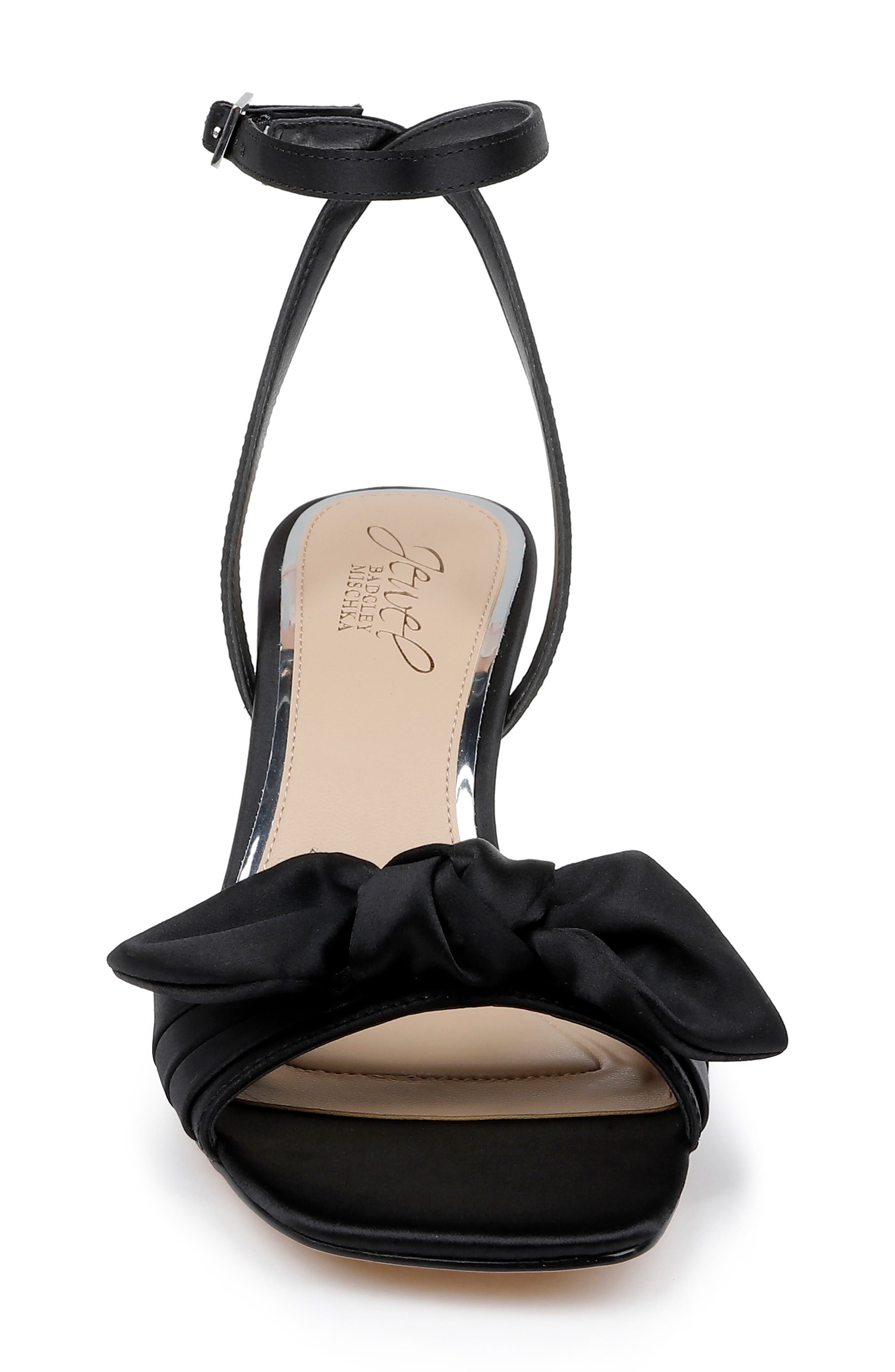 Jewel Badgley Mischka Emeli Ankle Strap Sandal, Alternate, color, Black Satin