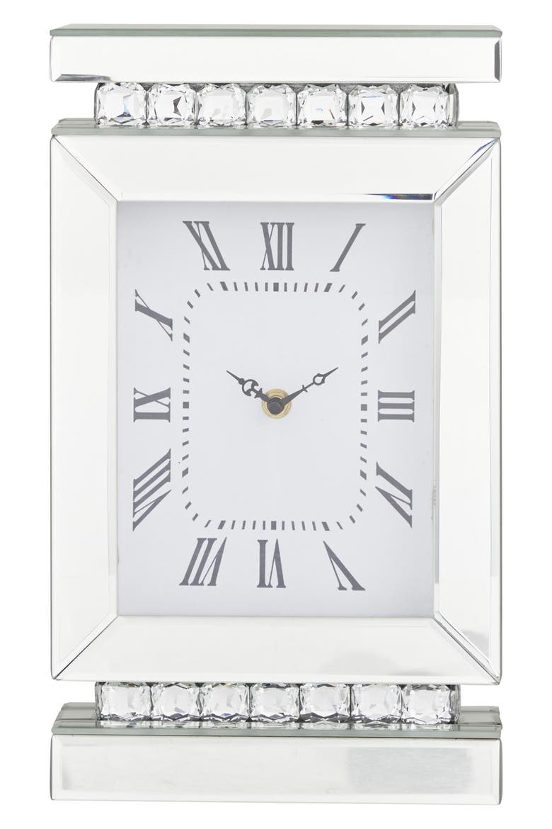 Glam Silver Glass Clock, Main, color, SILVER