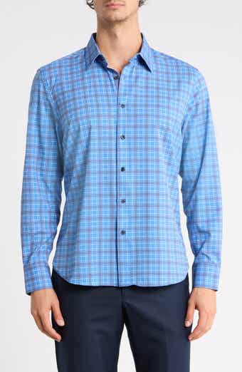 Plaid Long Sleeve Stretch Shirt