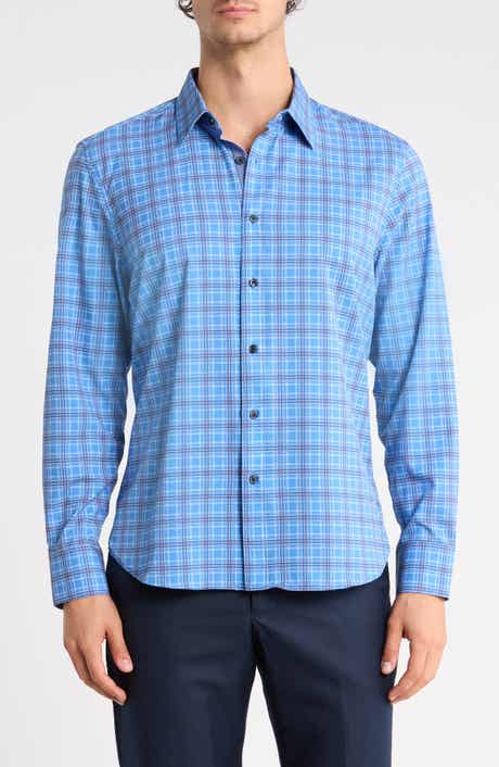 Plaid Long Sleeve Stretch Shirt