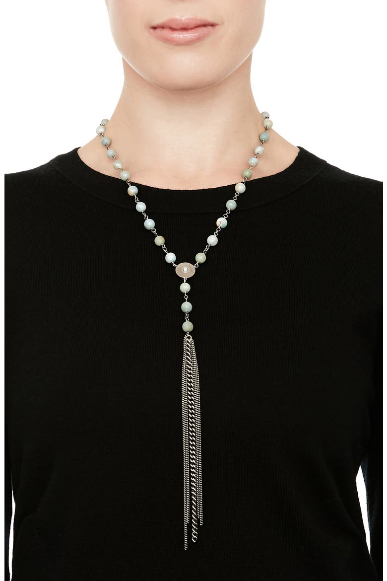 Amazonite & Diamond Tassel Y-Necklace, Alternate, color, AMAZONITE