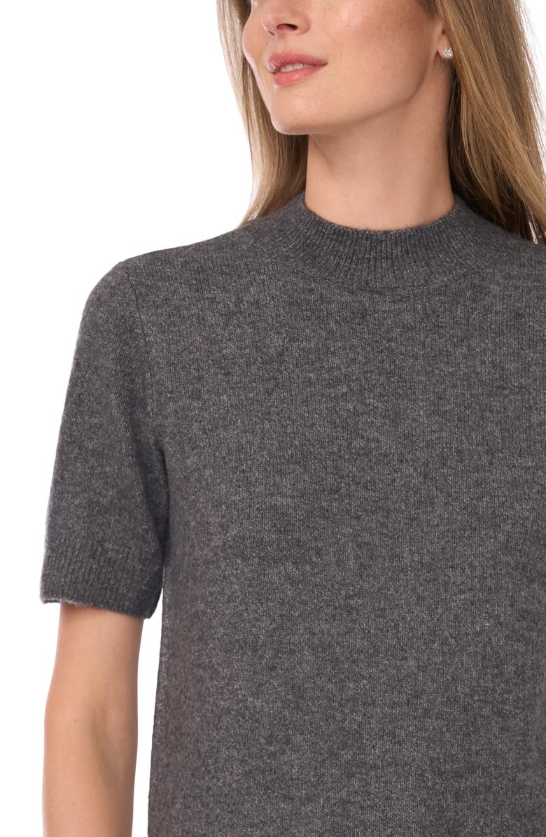 Ted Baker Mock Neck Short Sleeve Sweater, Alternate, color, Medium Heather Grey