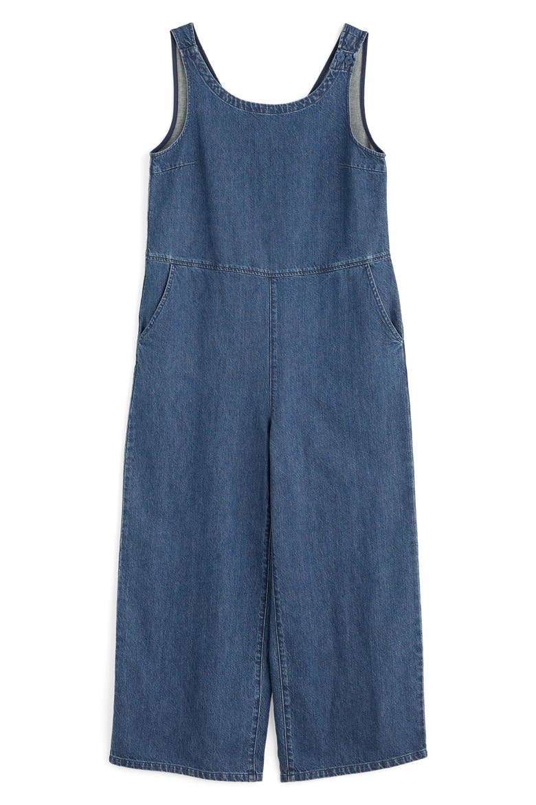 Salt Air Wide Leg Denim Jumpsuit, Alternate, color, MID WASH