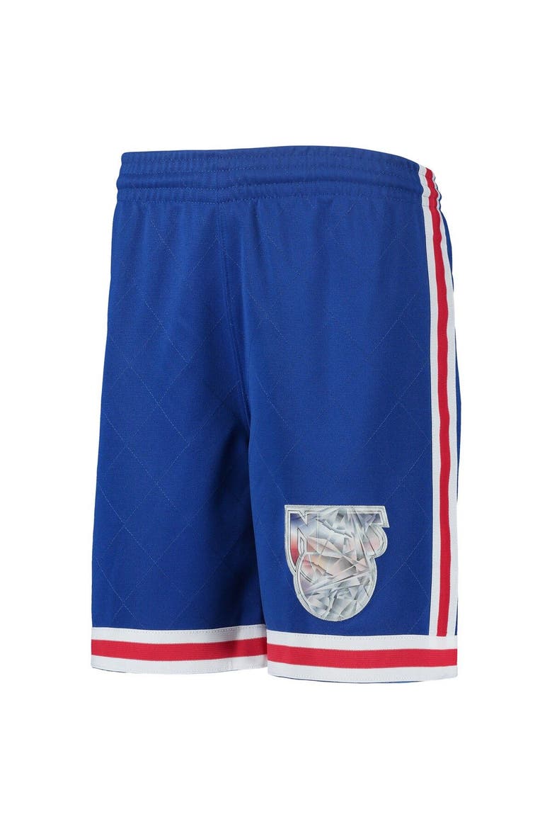 Youth Mitchell & Ness Blue New Jersey Nets 1993 Hardwood Classics 75th Anniversary Swingman Shorts, Alternate, color, Blue