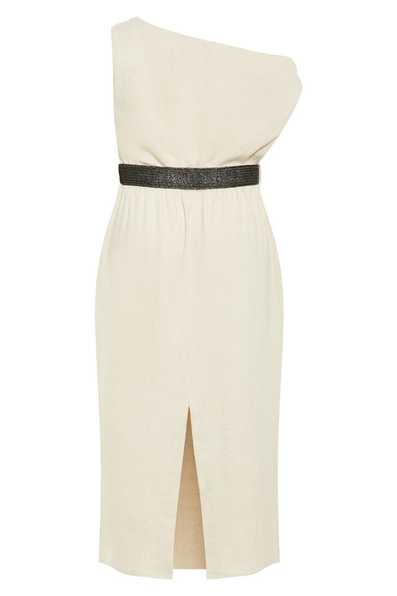 Lana One-Shoulder Sleeveless Linen Blend Maxi Dress, Alternate, color, STONE