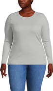 Lands' End Plus Size Long Sleeve Micro Rib T-Shirt