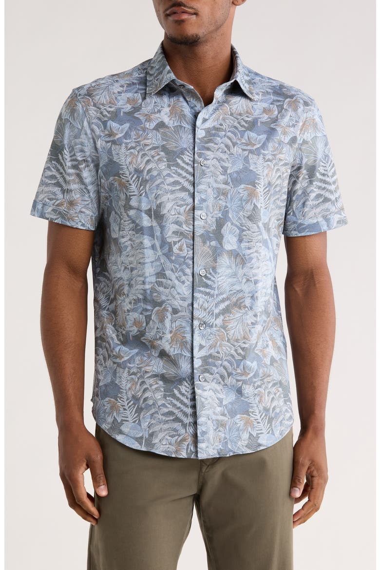 Short Sleeve Button-Up Shirt, Main, color, DUSTY BLUE