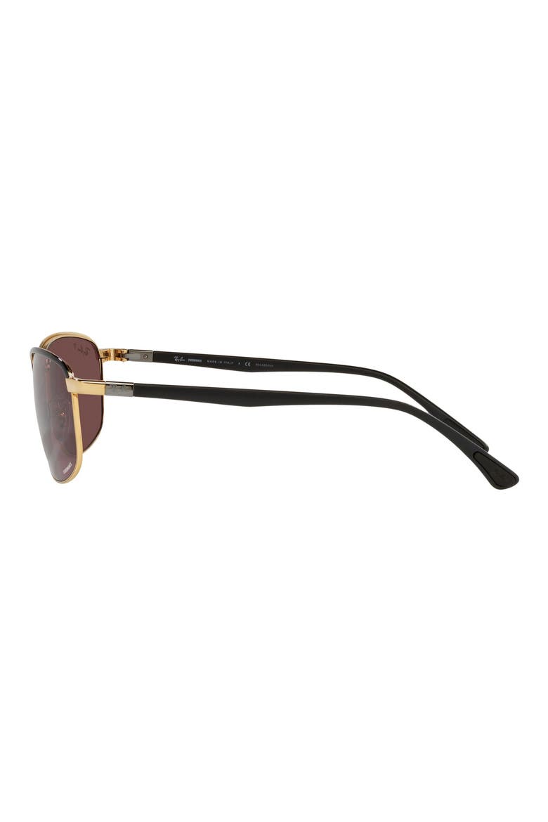 Chromance 60mm Polarized Pillow Sunglasses, Alternate, color, BLACK GOLD