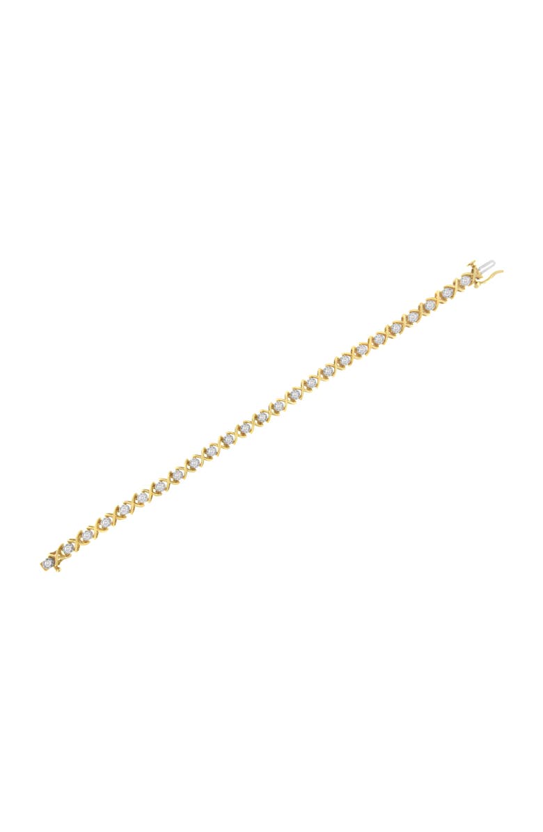 Haus of Brilliance 10K Yellow Gold Plated Silver 1 cttw Diamond Link Bracelet, Alternate, color, Yellow