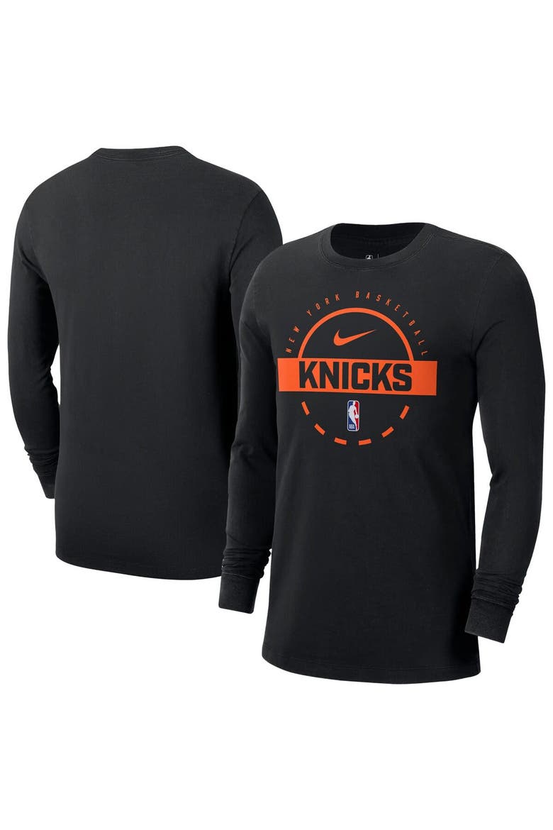 Men's Nike  Black New York Knicks Authentic Long Sleeve Practice T-Shirt, Main, color, Black