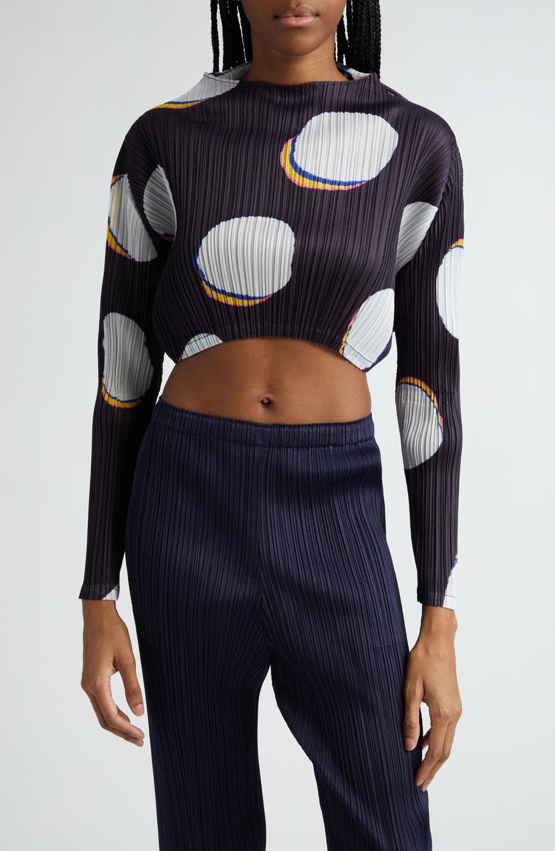 Pleats Please Issey Miyake Bean Dots Pleated Crop Top, Main, color, 