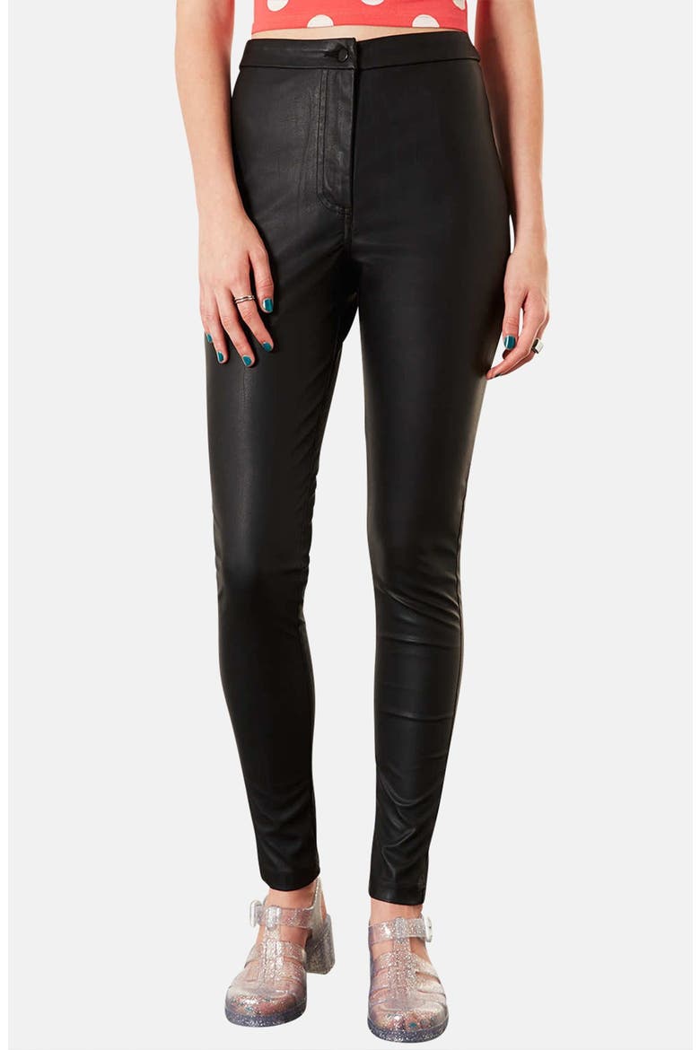 'Debbie' High Waist Faux Leather Pants, Main, color, BLACK