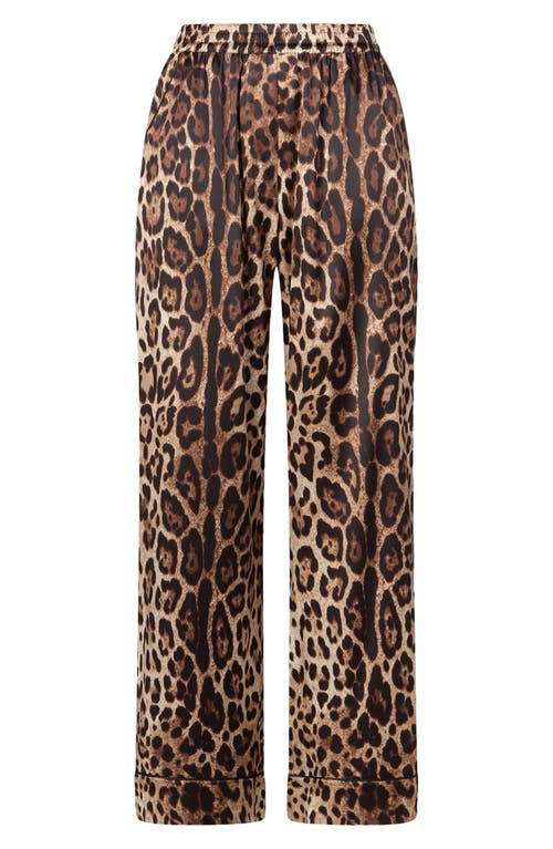 Dolce & Gabbana Printed Silk Pants In Brown