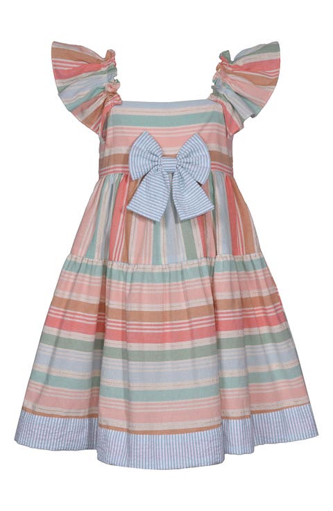 Kids' Flutter Sleeve Stripe Dress (Toddler & Little Kid)