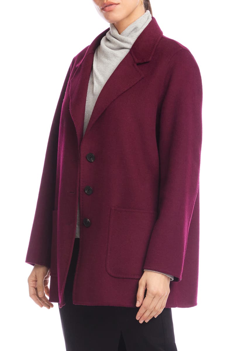 Karen Kane Oversize Brushed Wool Blend Blazer, Alternate, color, Eggplant