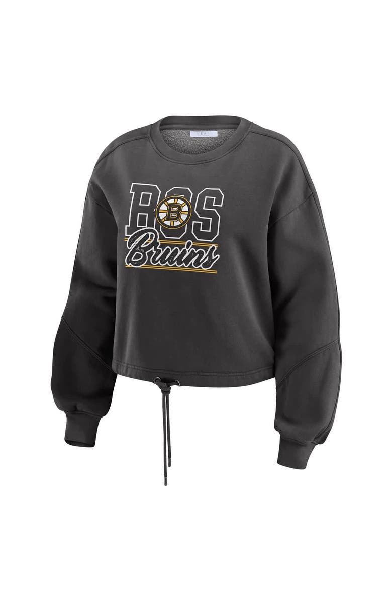 WEAR by Erin Andrews Women's WEAR by Erin Andrews Black Boston Bruins Washed Fleece Sweatshirt & Shorts Lounge Set, Alternate, color, Black
