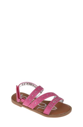 Bebe Little Girls Flat With Rhinestone And Ornamentation Sandals In Fuchsia