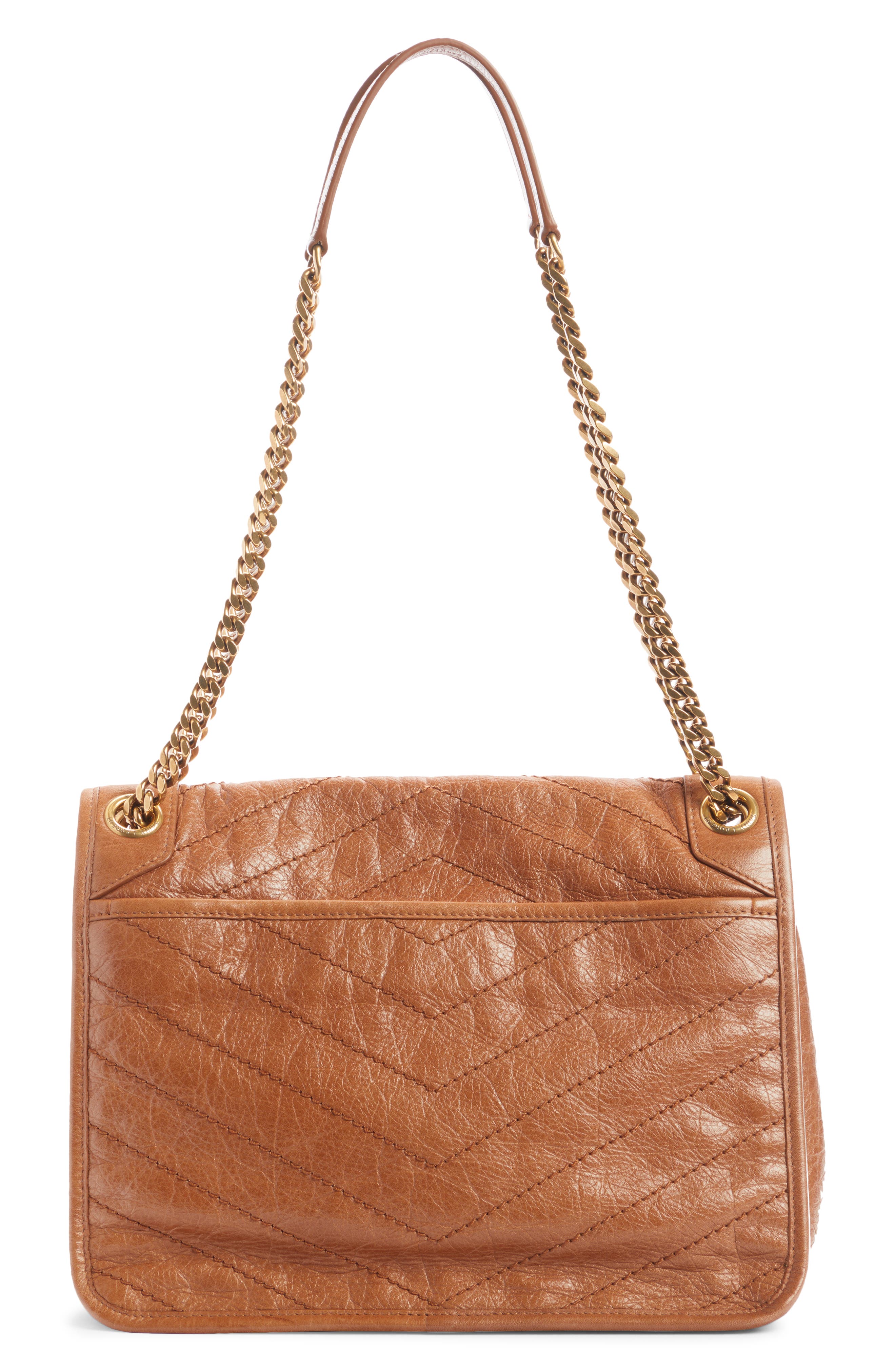Saint Laurent Medium Niki Matelassé Crinkled Leather Shoulder Bag, Alternate, color, 