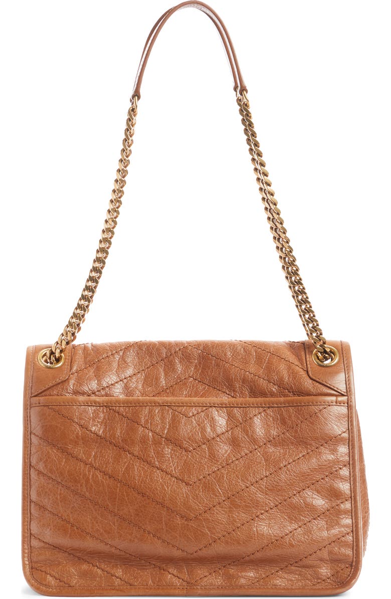 Saint Laurent Medium Niki Matelassé Crinkled Leather Shoulder Bag, Alternate, color,