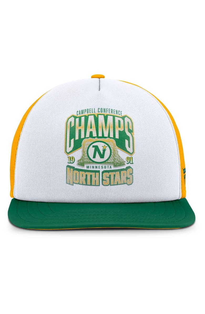 FANATICS Men's Fanatics White/Green Minnesota North Stars Decades Collection Foam Front Snapback Hat, Alternate, color, White
