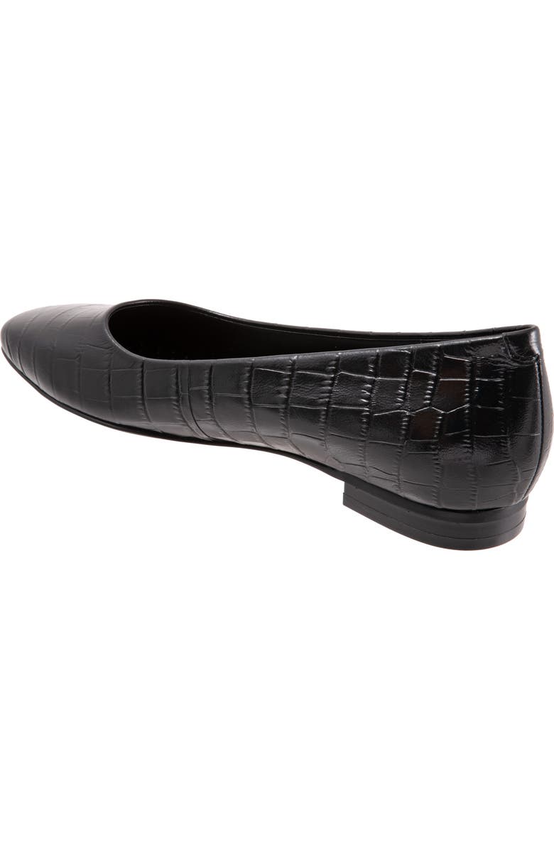 Trotters Honor Flat - Multiple Widths Available, Alternate, color, Black Croc Print Leather