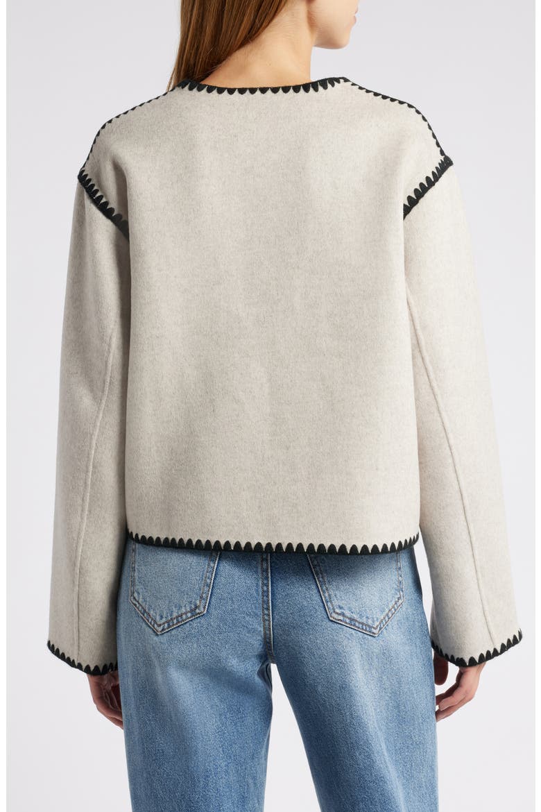 Melanie Embroidered Detail Wool Blend Jacket, Alternate, color, OATMEAL