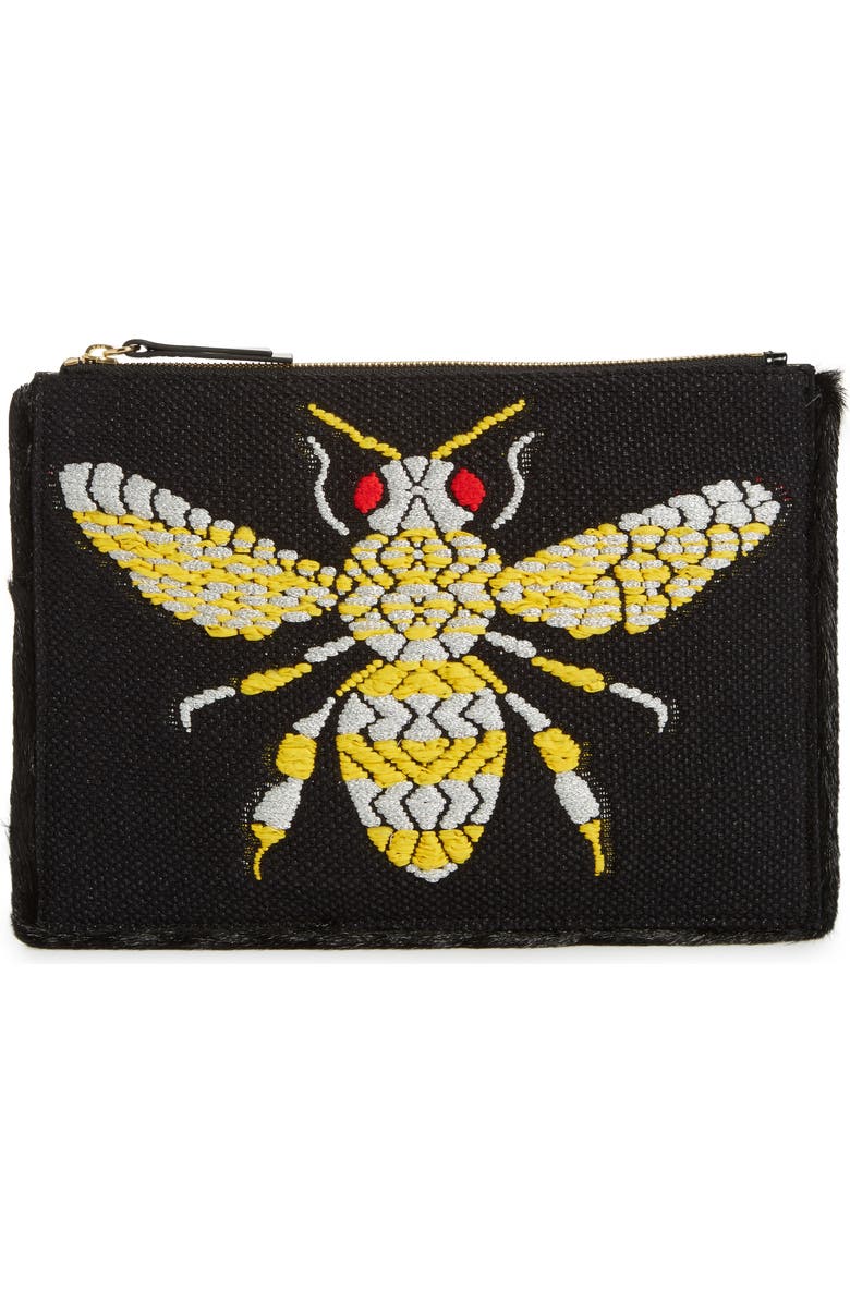 Frances Valentine Large Bee Leather Clutch, Main, color,