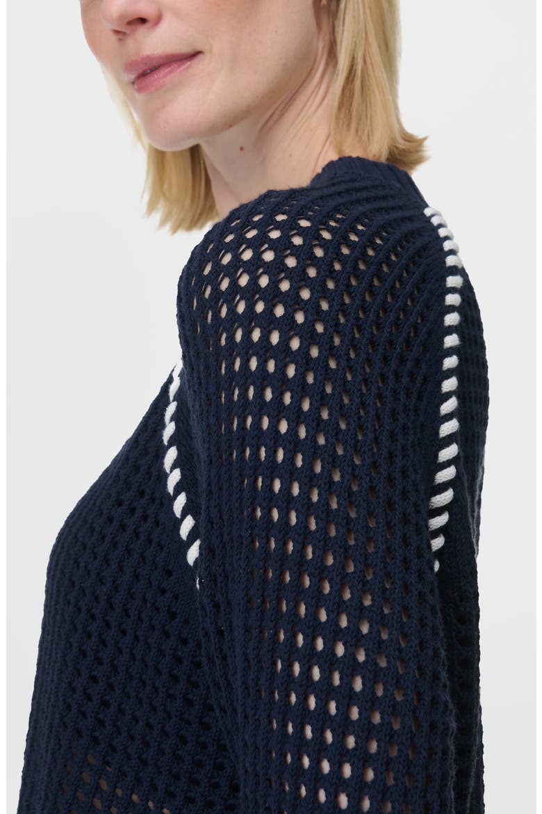 Tides High Whipstitch Open Knit Sweater, Alternate, color, NAVY BLUE