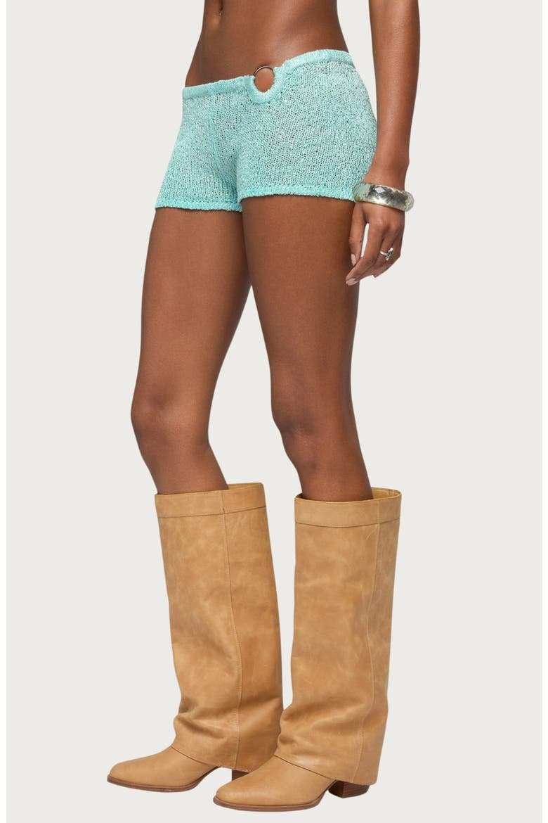 Sarina Sequin Knit Micro Shorts, Alternate, color, AQUA