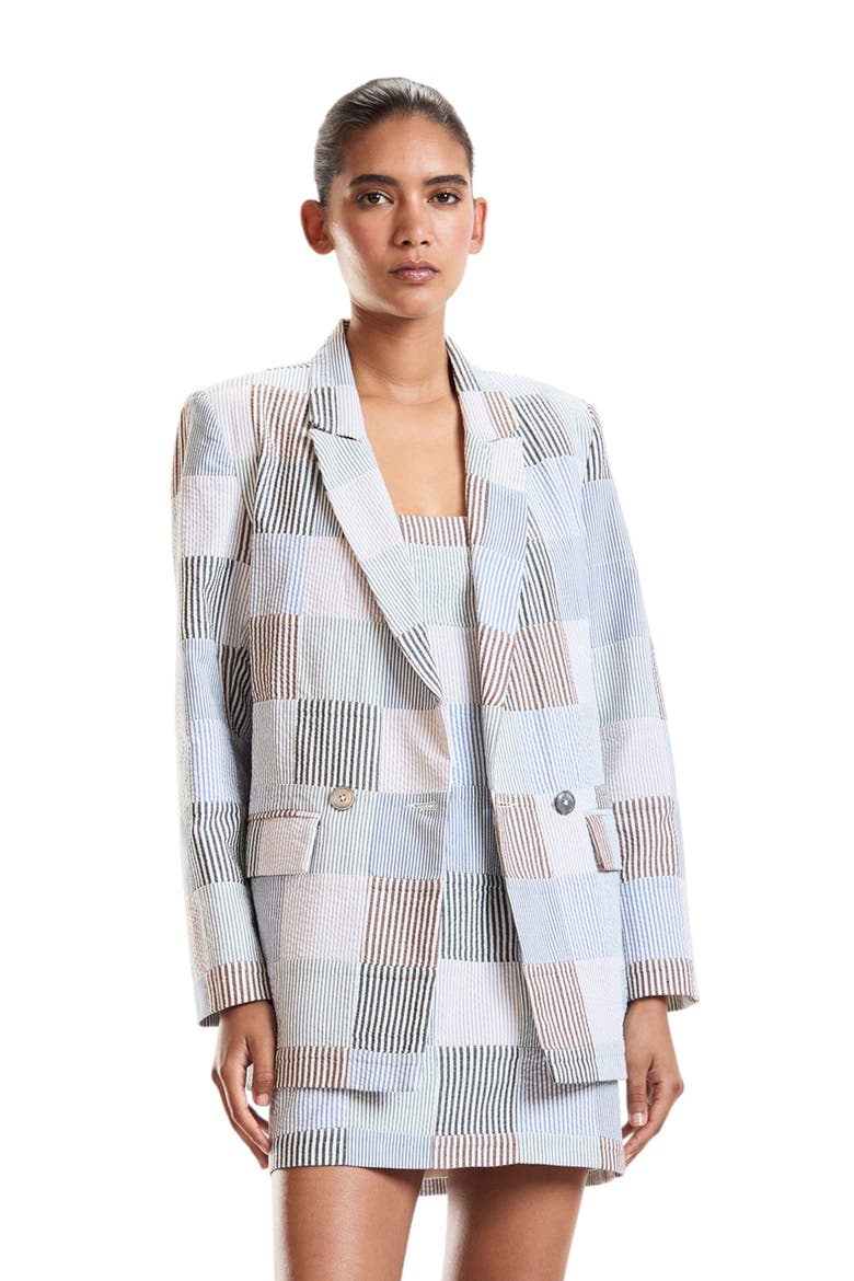 Seersucker Blazer, Alternate, color, Blue