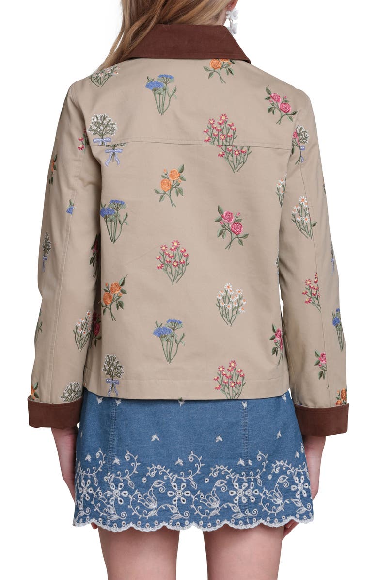 Avec Les Filles Embroidered Floral Cotton Chore Jacket, Alternate, color, Khaki