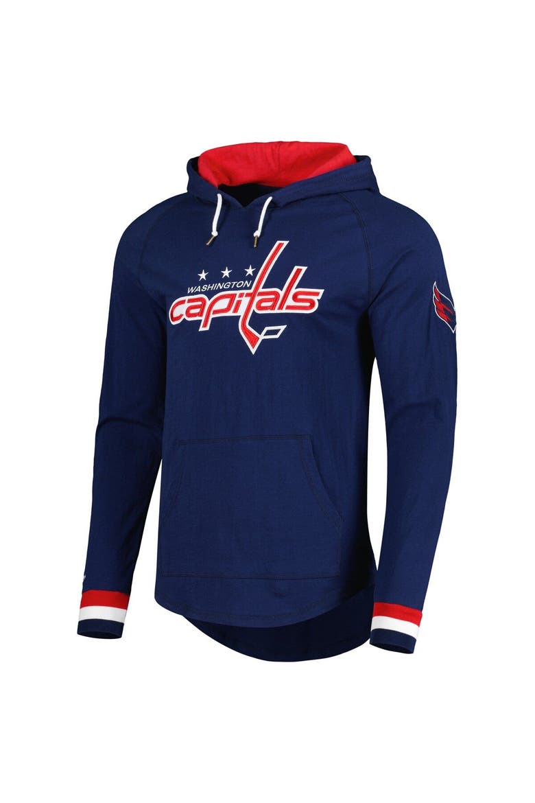 Men's Mitchell & Ness Navy Washington Capitals Legendary Slub Hoodie Long Sleeve T-Shirt, Alternate, color, Navy