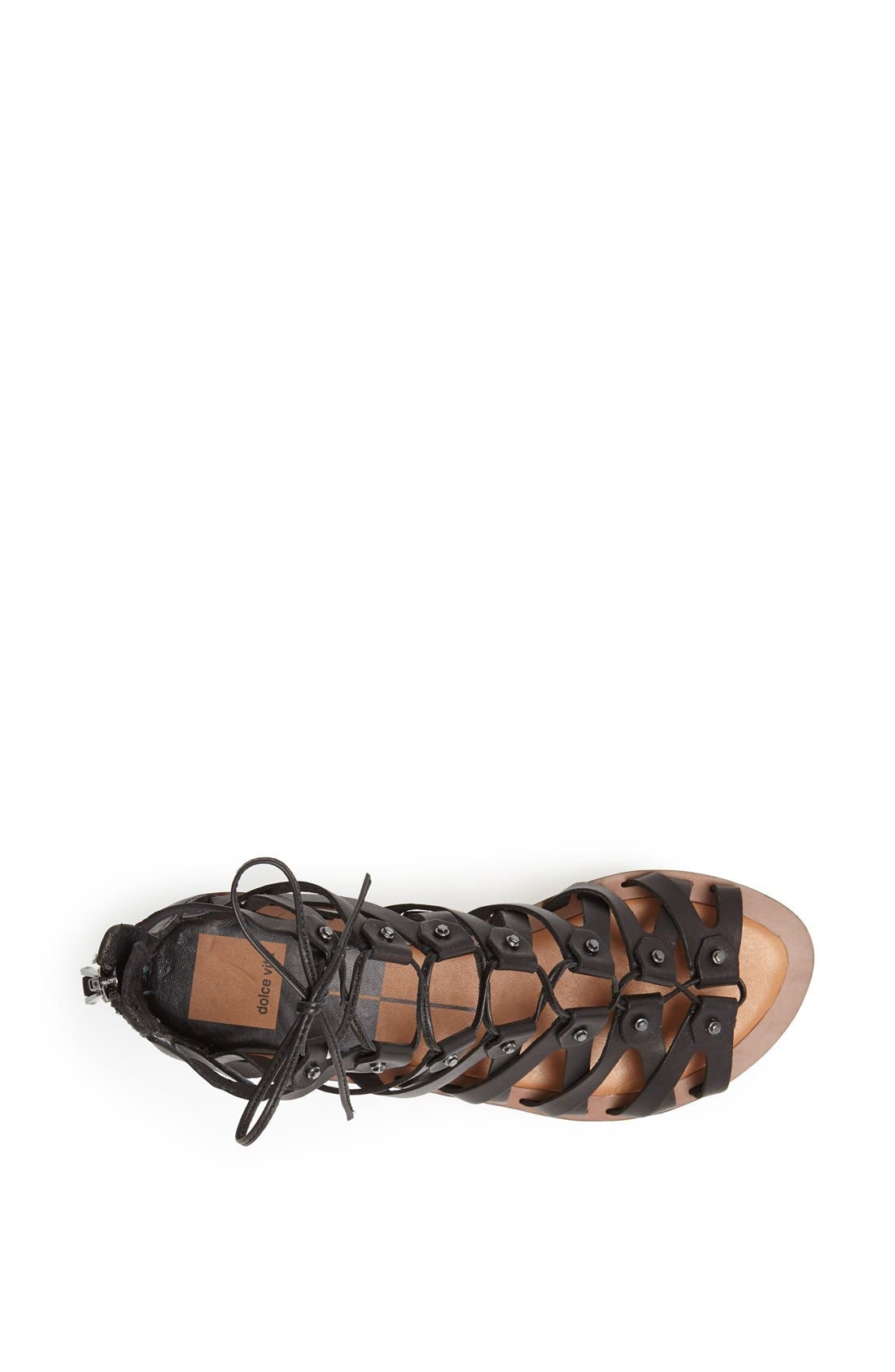 'Fray' Sandal, Alternate, color, BLACK LEATHER