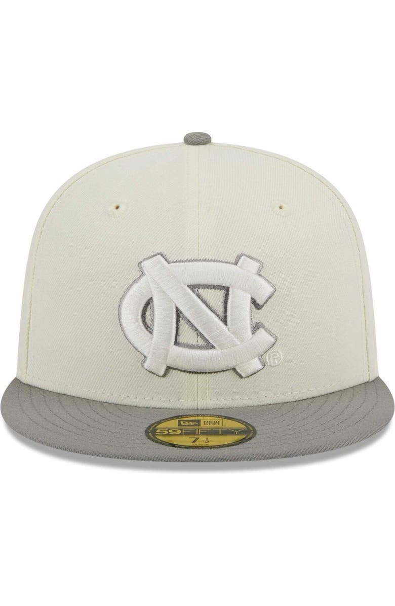 New Era Men's New Era Stone/Gray North Carolina Tar Heels Chrome & Concrete 59FIFTY Fitted Hat, Alternate, color,
