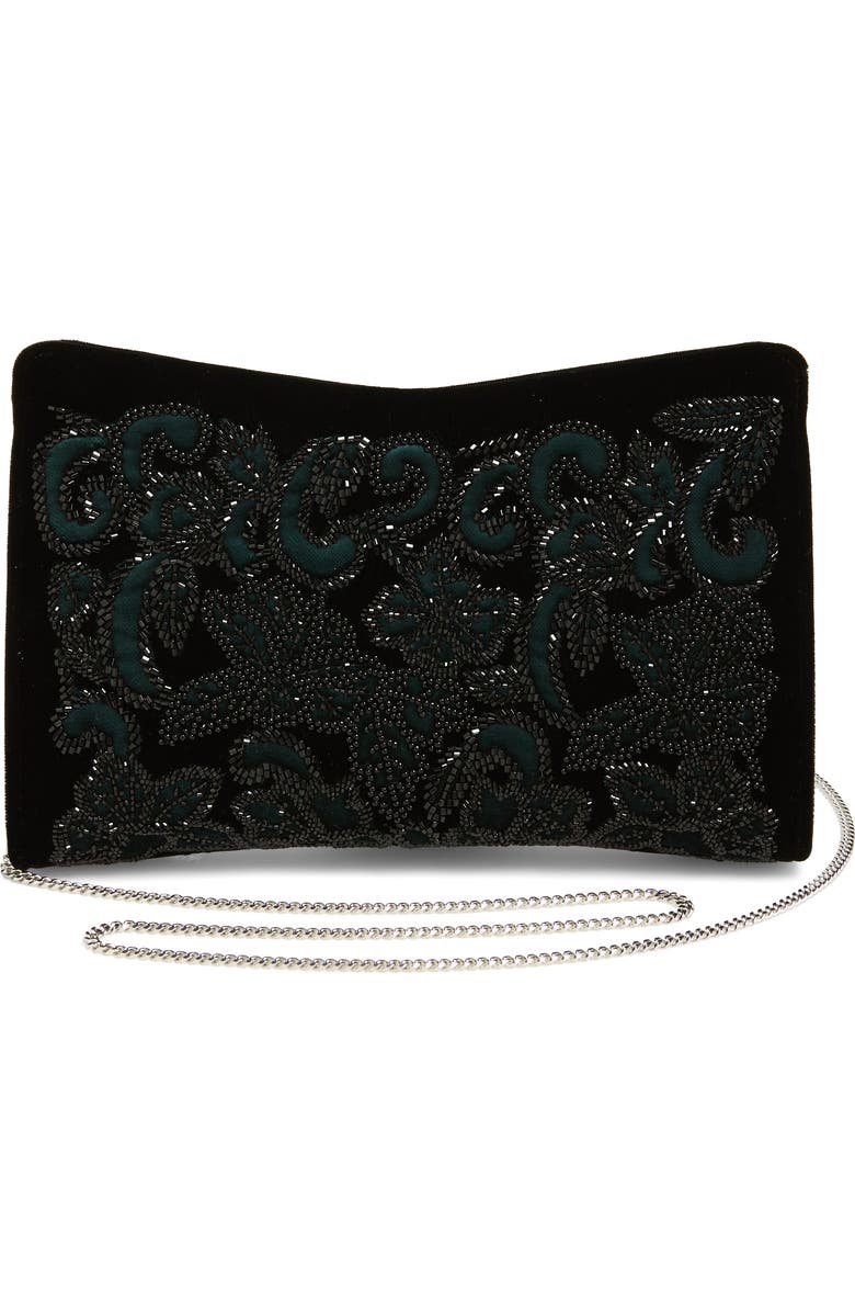 Jimmy Choo Floral Beaded Velvet Clutch, Alternate, color,