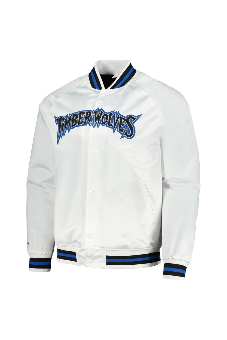 Men's Mitchell & Ness White Minnesota Timberwolves Hardwood Classics  Throwback Wordmark Raglan Full-Snap Jacket, Alternate, color, White