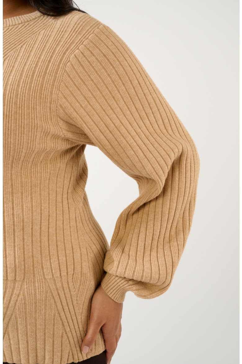 Remi Blouson Sleeve Mixed Rib Sweater, Alternate, color, BEIGE