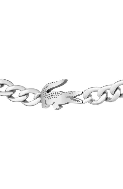 Lacoste Crocodile Chunky Chain Bracelet In Gray