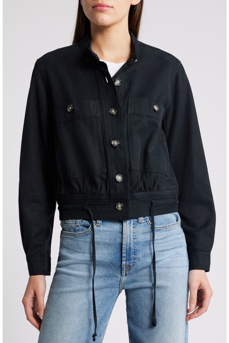 Alma Cotton Blend Jacket, Alternate, color, BLACK