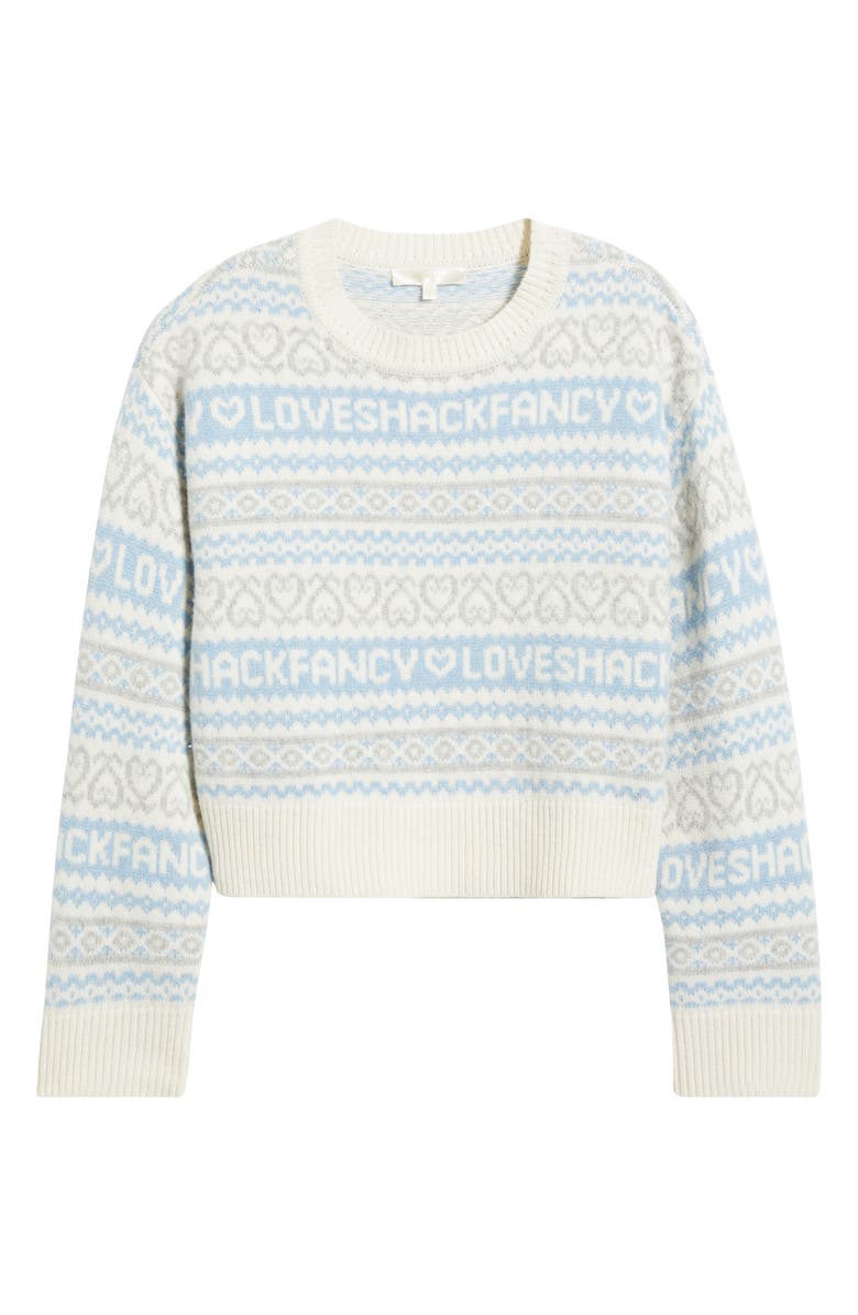LoveShackFancy Emberly Crewneck Wool Sweater, Alternate, color, Winter Haze