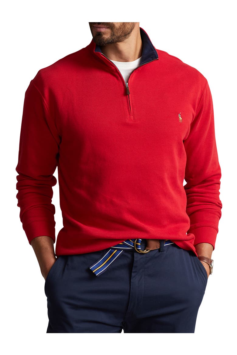 Big & Tall Estate Rib Half-Zip Pullover, Main, color, RL 2000 RED