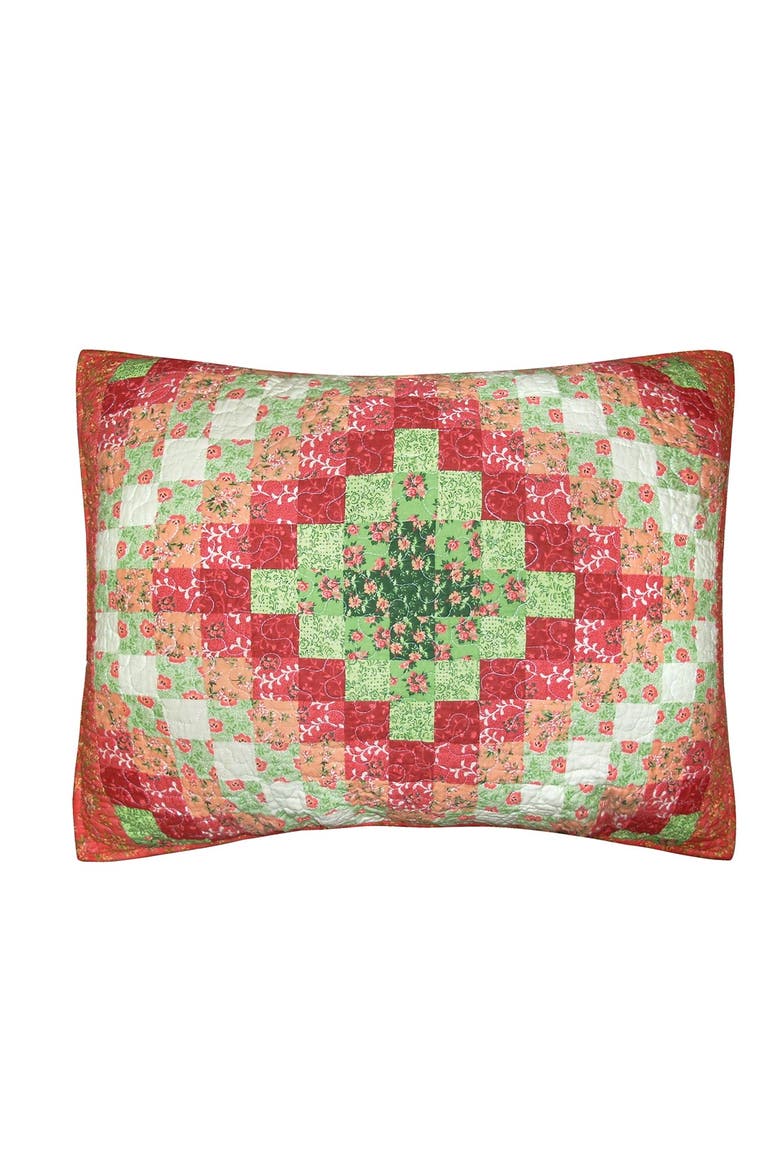 20" x 26" Ireland Pink Green Shabby Chic Cotton Standard Sham - Machine Washable, Alternate, color, Green