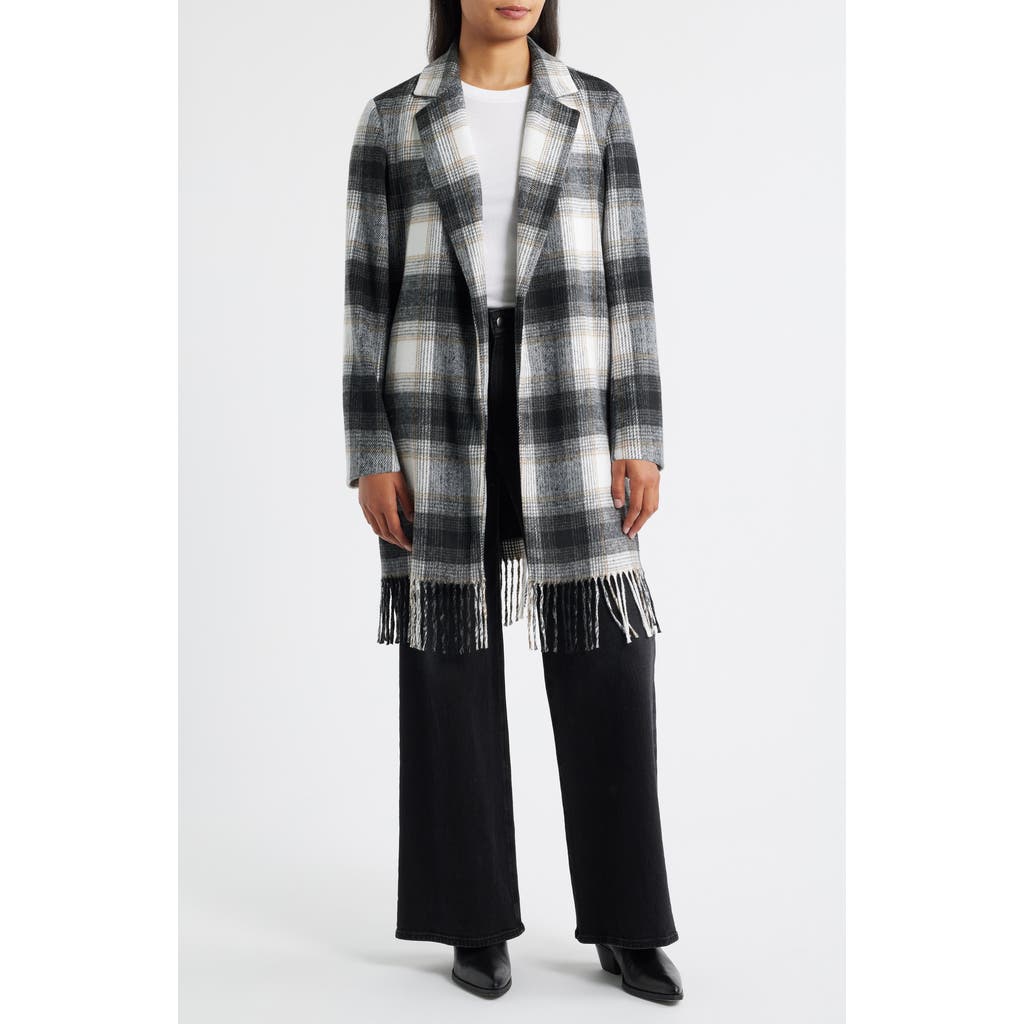 Hatley Plaid Fringe Jacket In Gray