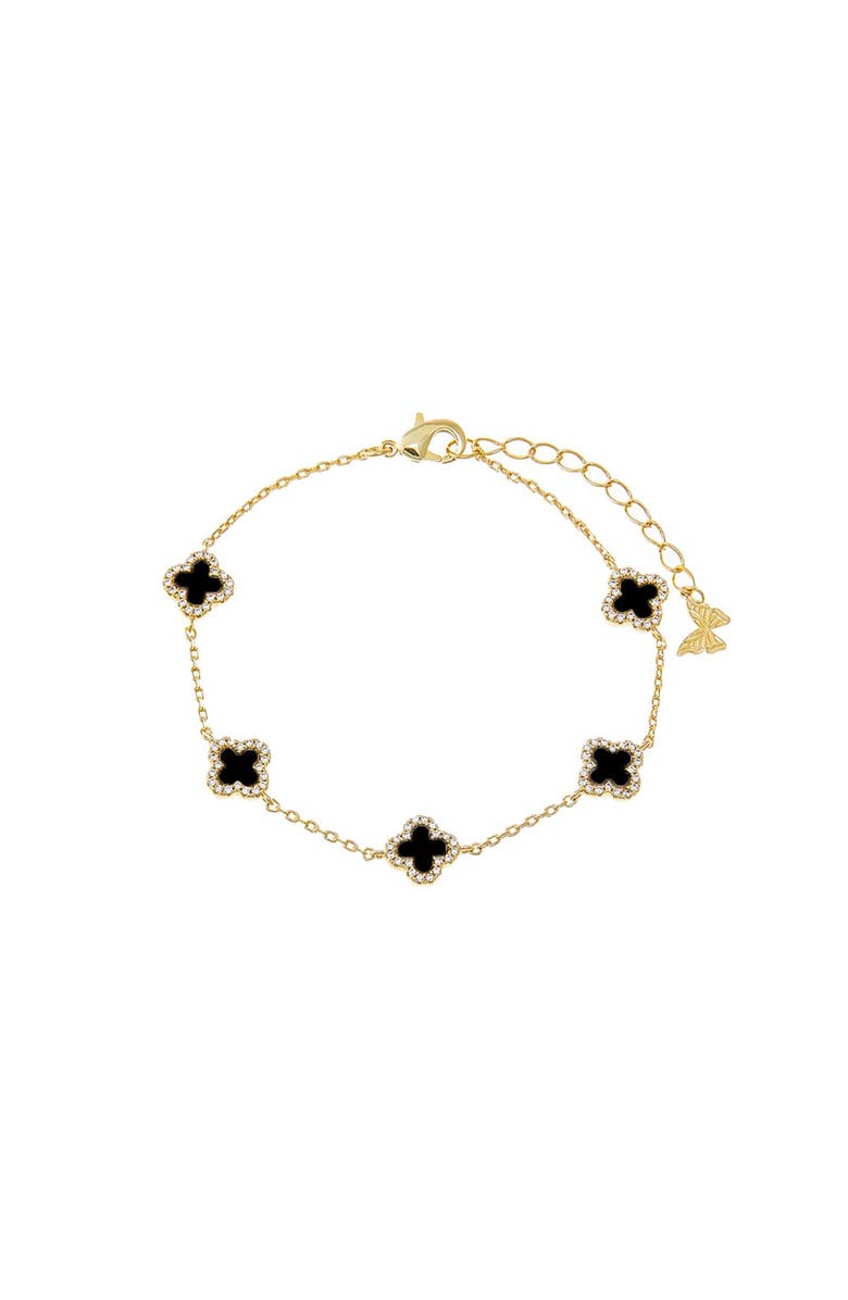 BY ADINA EDEN Mini Multi Pave Outlined Colored Clover Bracelet, Main, color,